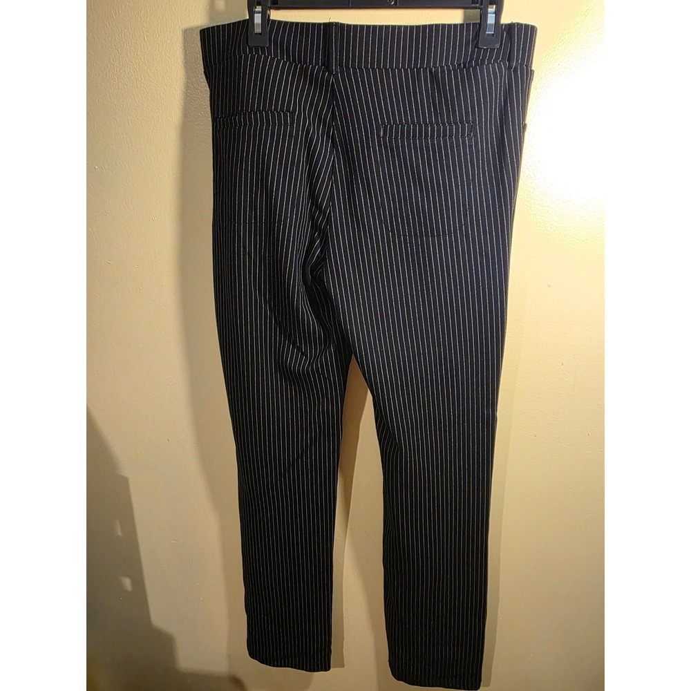Betabrand Dress Pant Yoga Pants XL Long Black Pinstripe Straight Leg Trousers - Picture 3 of 4